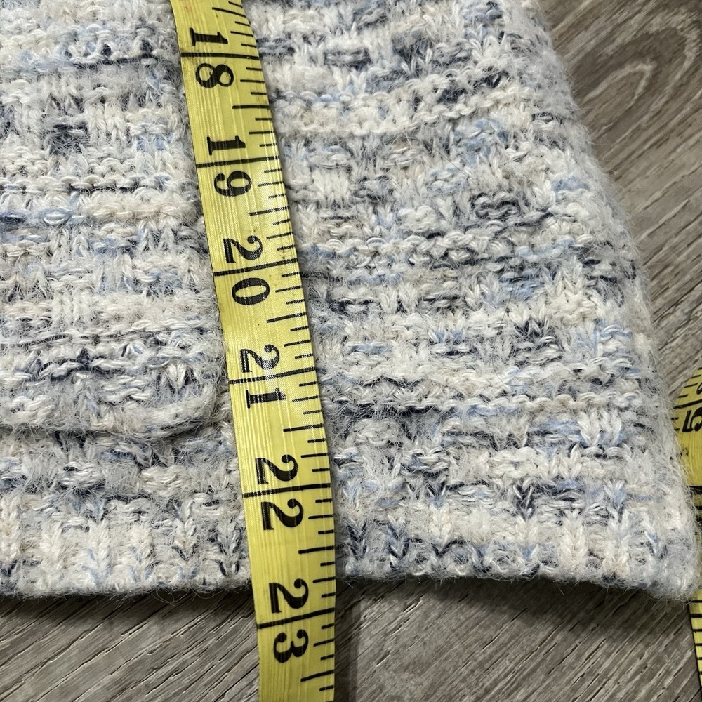 Sioni Sweater‎ Women's Large Blue/Eggshell Button Down Wool Blend Denim Trim - Picture 4 of 5
